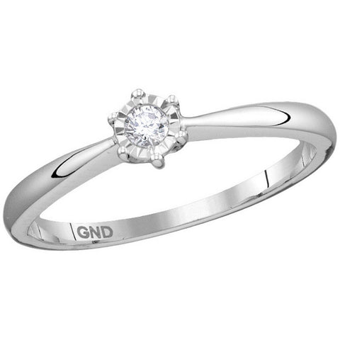 10kt White Gold Womens Round Diamond Solitaire Bridal Wedding Engagement Ring 1/12 Cttw 114198 - shirin-diamonds
