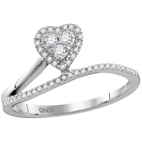 10kt White Gold Womens Round Diamond Slender Heart Band Ring 1/5 Cttw 114366 - shirin-diamonds