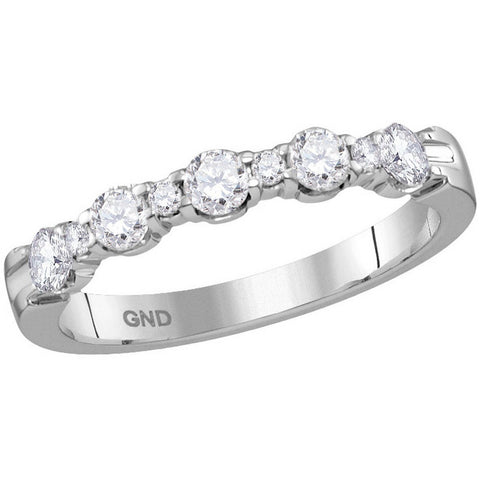 14kt White Gold Womens Round Diamond Wedding Anniversary Band Ring 1/2 Cttw 114408 - shirin-diamonds