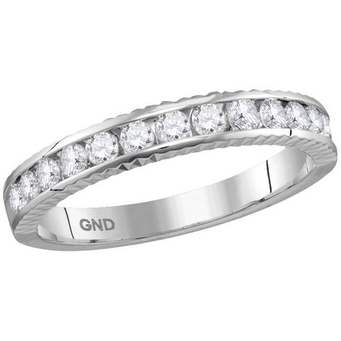 14kt White Gold Womens Round Diamond Wedding Anniversary Band Ring 1/2 Cttw 114412 - shirin-diamonds
