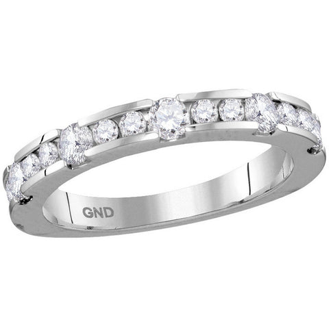 14kt White Gold Womens Machine-set Round Diamond Band Wedding Anniversary Ring 3/4 Cttw 114423 - shirin-diamonds
