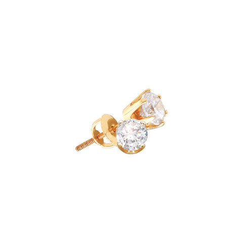 14kt Yellow Gold Womens Round Diamond Solitaire I2 JK Screwback Stud Earrings 1/2 Cttw 11448 - shirin-diamonds