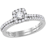 14kt White Gold Womens Round Diamond Slender Halo Bridal Wedding Engagement Ring Band Set 3/4 Cttw (Certified) 114508 - shirin-diamonds