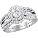 14kt White Gold Womens Round Diamond Cluster Bridal Wedding Engagement Ring Band Set 1.00 Cttw 114525 - shirin-diamonds
