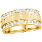 14k Yellow Gold Mens Round Diamond Grecco Christian Cross Wedding Anniversary Band Ring 1.00 Ctw 114560 - shirin-diamonds