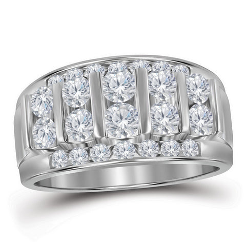 14kt White Gold Mens Round Channel-set Diamond Raised Wedding Band 1.00 Cttw 114750 - shirin-diamonds