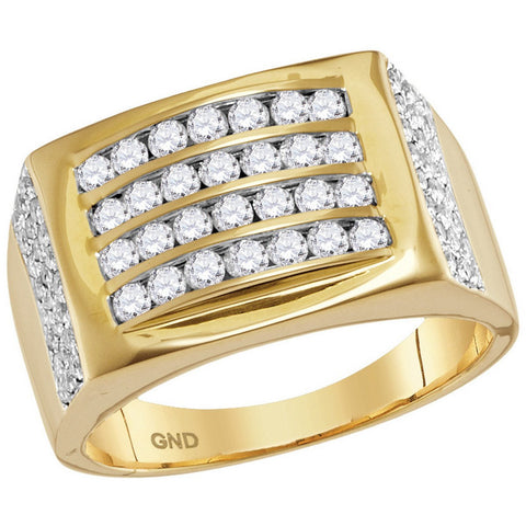 14kt Yellow Gold Mens Round Diamond Arched Square Cluster Ring 1-1/3 Cttw 114810 - shirin-diamonds