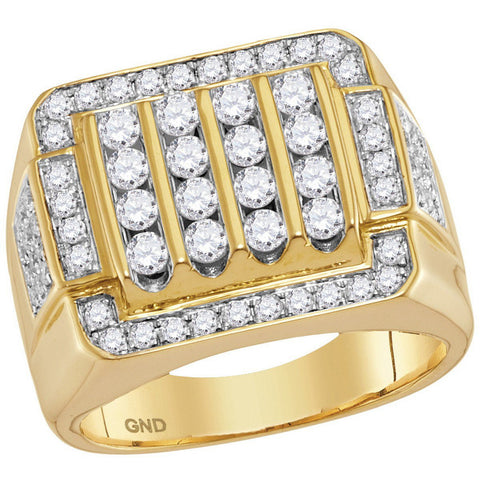 10kt Yellow Gold Mens Round Diamond Square Cluster Ring 2.00 Cttw 114815 - shirin-diamonds
