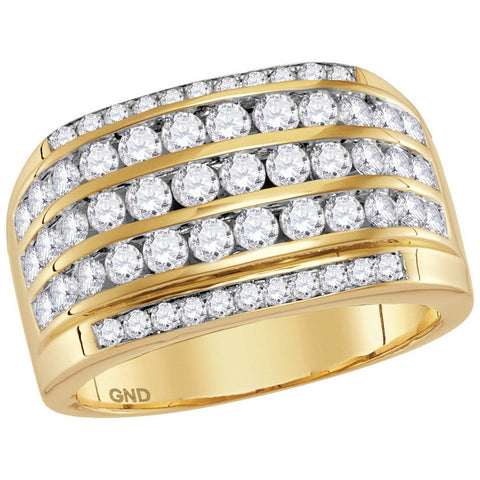 14kt Yellow Gold Mens Round Diamond Striped Wedding Anniversary Band Ring 2-1/3 Cttw 114851 - shirin-diamonds