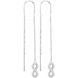 10kt White Gold Womens Round Diamond Infinity Threader Earrings 1/8 Cttw 114915 - shirin-diamonds