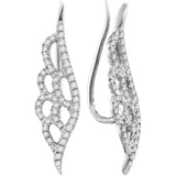 10kt White Gold Womens Round Diamond Winged Climber Earrings 1/3 Cttw 114968 - shirin-diamonds