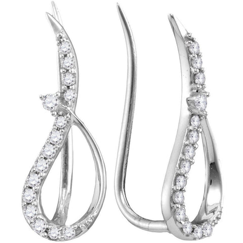 10kt White Gold Womens Round Diamond Climber Earrings 1/5 Cttw 114974 - shirin-diamonds