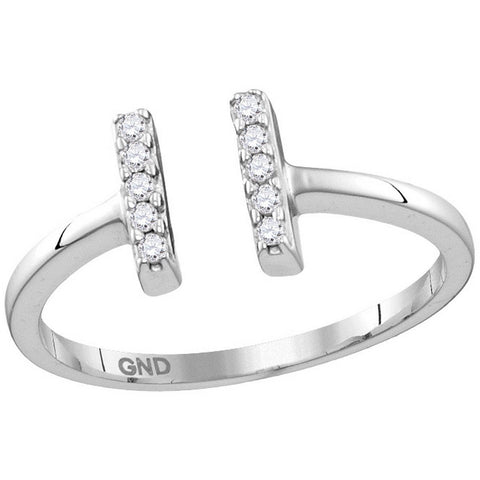 Sterling Silver Womens Round Diamond Bisected Parallel Bar Band Ring 1/10 Cttw 115035 - shirin-diamonds