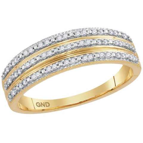 10kt Yellow Gold Womens Round Diamond Striped Band Ring 1/6 Cttw 115158 - shirin-diamonds