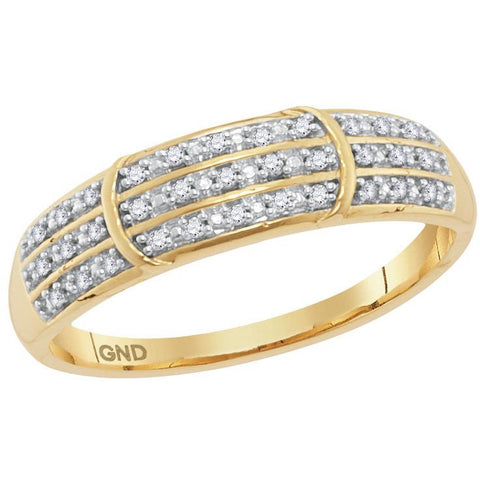 10kt Yellow Gold Womens Round Diamond Simple Striped Band Ring 1/10 Cttw 115160 - shirin-diamonds