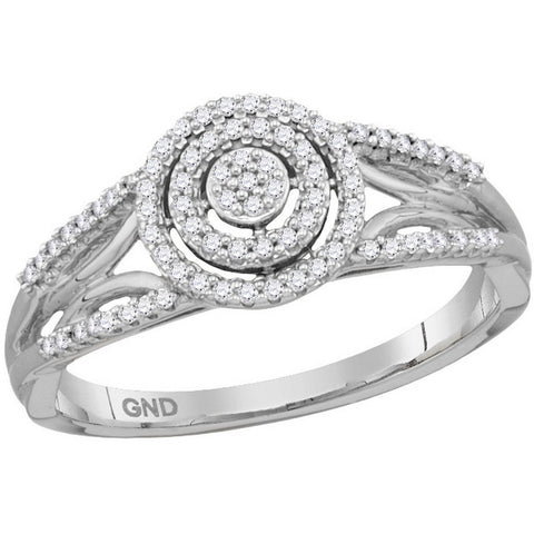 10kt White Gold Womens Round Diamond Cluster Bridal Wedding Engagement Ring 1/5 Cttw 115228 - shirin-diamonds