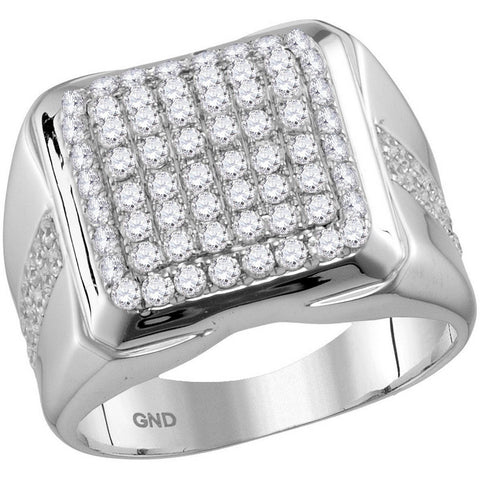 10kt White Gold Mens Round Diamond Square Cluster Fashion Ring 2.00 Cttw 115250 - shirin-diamonds