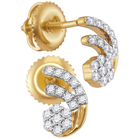 10kt Yellow Gold Womens Round Diamond Cluster Earrings 1/5 Cttw 115290 - shirin-diamonds