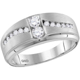 10kt White Gold Mens Round Diamond Band Wedding Anniversary Ring 5/8 Cttw 115308 - shirin-diamonds