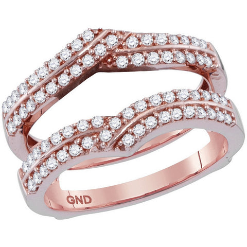14kt Rose Gold Womens Round Diamond Ring Guard Wrap Solitaire Enhancer 1/2 Cttw 115419 - shirin-diamonds