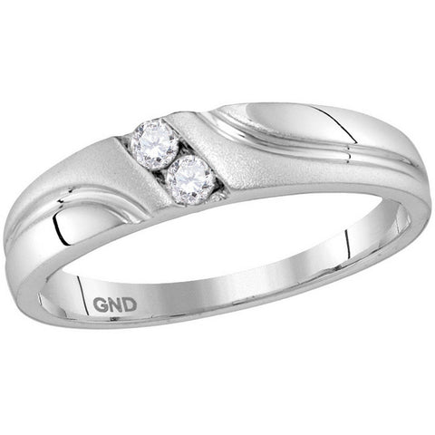 10kt White Gold Mens Round Diamond Wedding Anniversary Band Ring 1/6 Cttw 115431 - shirin-diamonds