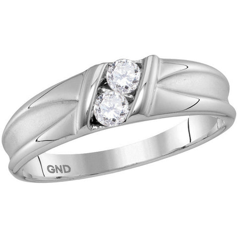 10kt White Gold Womens Round Diamond 2-stone Channel-set Wedding Band 1/3 Cttw 115435 - shirin-diamonds