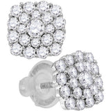 14kt White Gold Womens Round Diamond Cluster Earrings 1.00 Cttw 115449 - shirin-diamonds