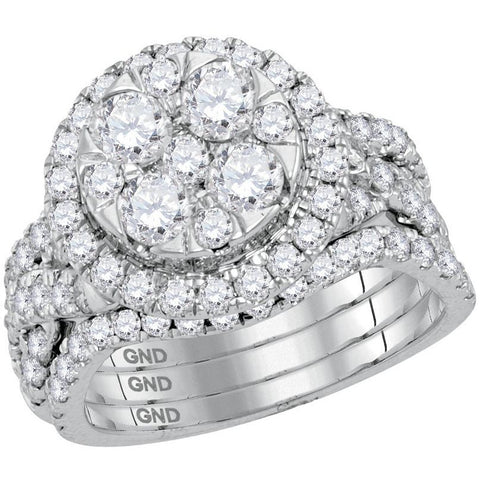 14kt White Gold Womens Round Diamond Bridal Wedding Engagement Ring Band Set 2-1/2 Cttw 115475 - shirin-diamonds