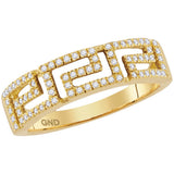 10kt Yellow Gold Womens Round Diamond Greek Key Band Ring 1/5 Cttw 115859 - shirin-diamonds