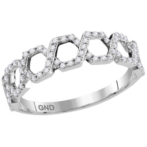 10kt White Gold Womens Round Diamond Polygon Woven Band Ring 1/4 Cttw 115875 - shirin-diamonds