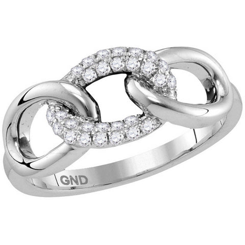 10kt White Gold Womens Round Diamond Linked Circle Chain Band Ring 1/5 Cttw 115883 - shirin-diamonds
