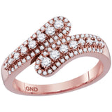 10kt Rose Gold Womens Round Diamond Bypass Band Ring 1/2 Cttw 115966 - shirin-diamonds
