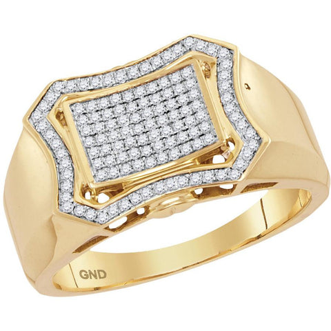 10kt Yellow Gold Mens Round Diamond Curved Octagon Cluster Ring 3/8 Cttw 116258 - shirin-diamonds