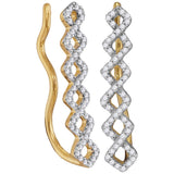 10kt Yellow Gold Womens Round Diamond Symmetrical Climber Earrings 1/4 Cttw 116310 - shirin-diamonds