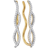 10kt Yellow Gold Womens Round Diamond Infinity Climber Earrings 1/4 Cttw 116312 - shirin-diamonds