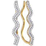 10kt Yellow Gold Womens Round Diamond Double Two Row Climber Earrings 1/4 Cttw 116314 - shirin-diamonds