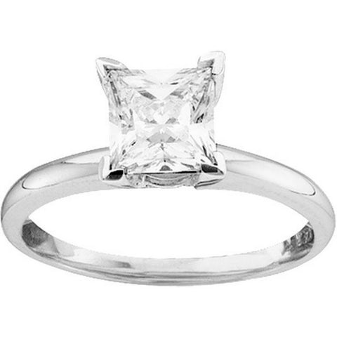 14kt White Gold Womens Princess Diamond Solitaire Bridal Wedding Engagement Ring 1/3 Cttw 11640 - shirin-diamonds