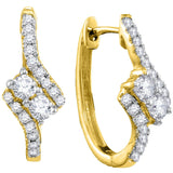 14kt Yellow Gold Womens Round Diamond 2-stone Bypass Hoop Earrings 1/2 Cttw 116415 - shirin-diamonds