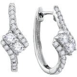 14kt White Gold Womens Round Diamond 2-stone Bypass Hoop Earrings 1/2 Cttw 116416 - shirin-diamonds