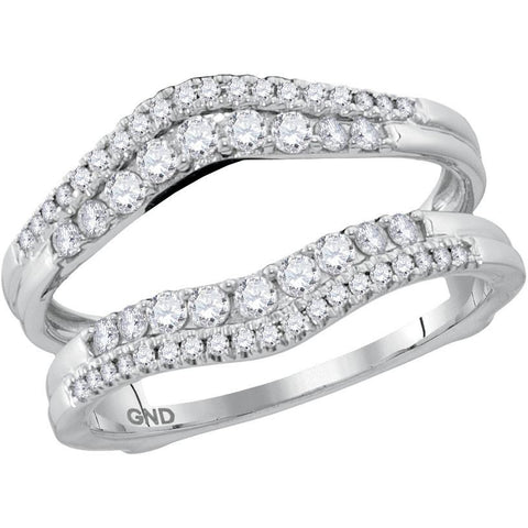 14kt White Gold Womens Round Diamond Ring Guard Wrap Enhancer Wedding Band 1/2 Cttw 116420 - shirin-diamonds