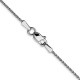 14K White Gold 1.0mm Round D/C Wheat Chain (Weight: 2.49 Grams, Length: 16 Inches)