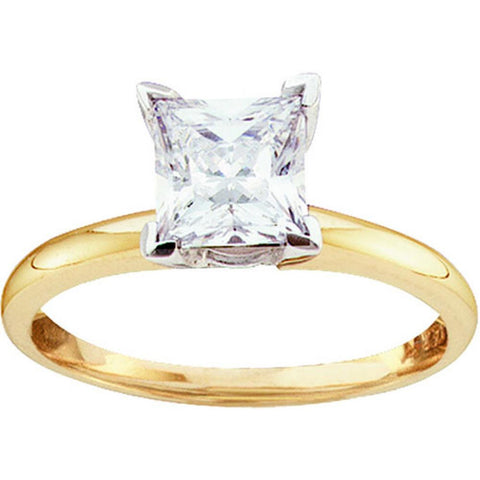 14kt Yellow Gold Womens Princess Diamond Solitaire Bridal Wedding Engagement Ring 1/2 Cttw 12169 - shirin-diamonds