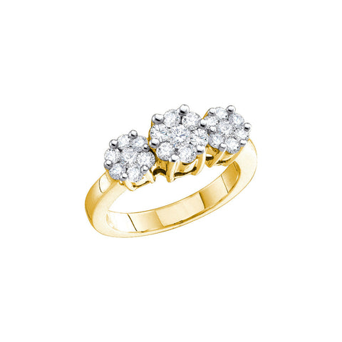 14kt Yellow Gold Womens Round Diamond Triple Cluster Ring 2.00 Cttw 12232 - shirin-diamonds