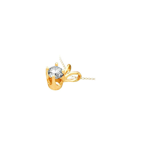 14kt Yellow Gold Womens Round Diamond Solitaire Pendant 1/4 Cttw 12237 - shirin-diamonds