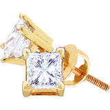 14kt Yellow Gold Womens Princess Diamond Solitaire Screwback Stud Earrings 1.00 Cttw 12590 - shirin-diamonds