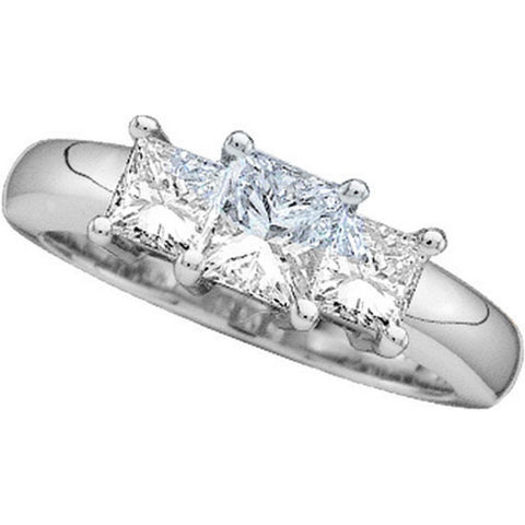 14kt White Gold Womens Princess Diamond 3-stone Certified Bridal Wedding Engagement Ring 1/4 Cttw 12600 - shirin-diamonds