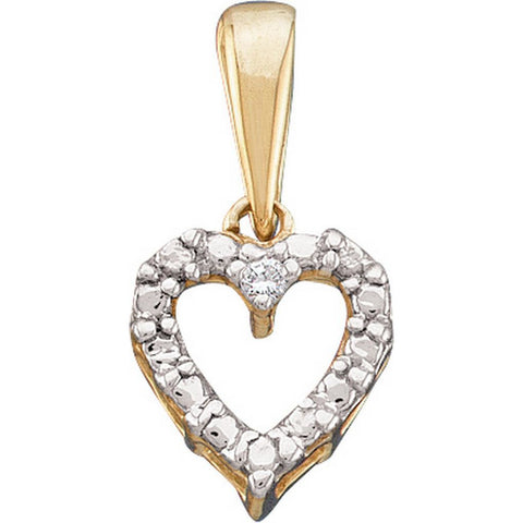 10kt Yellow Gold Womens Round Diamond Heart Love Pendant .01 Cttw 12791 - shirin-diamonds
