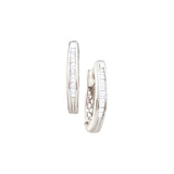 14kt White Gold Womens Baguette Diamond Hoop Earrings 1/4 Cttw 13030 - shirin-diamonds