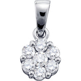 14k White Gold Round Diamond Flower Cluster Womens Fine Pendant 1.00 Cttw 13205 - shirin-diamonds