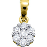 14kt Yellow Gold Womens Round Diamond Flower Cluster Pendant 1.00 Cttw 13206 - shirin-diamonds